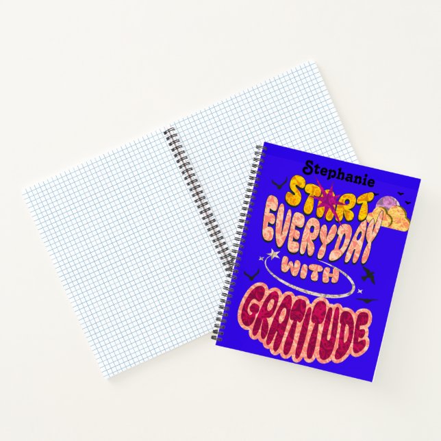 Cuaderno Escritura de Gratitud con Estilo Retro Divertido y (Interior)