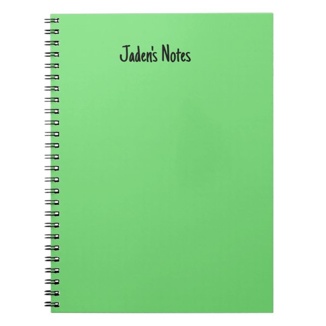 Cuaderno Escritura de nombre personal verde brillante simpl (Frente)