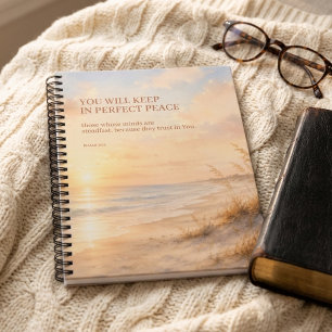 Cuaderno Escritura de playa Isaías 26:3 Perfecta Fe Melocot