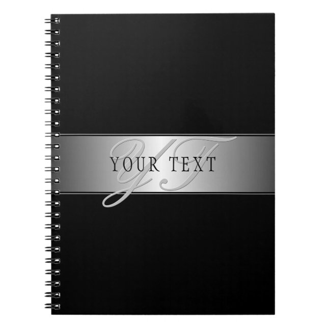 Cuaderno Escritura Elegante Editable En Monograma | Negra (Frente)
