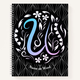 Cuaderno Escritura manuscrita de alfabeto U monograma