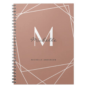 Cuaderno Escritura moderna de nombre de monograma blanco Ro