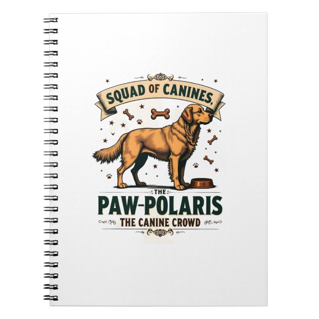 Cuaderno Escuadrón de Caninos Gráfico Antiguo con Perro Pun (Frente)