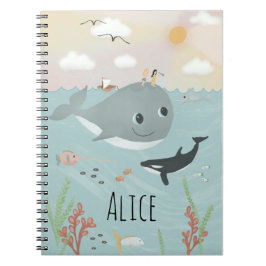 Cuaderno Escudo de niños de orca y ballenas para chicas