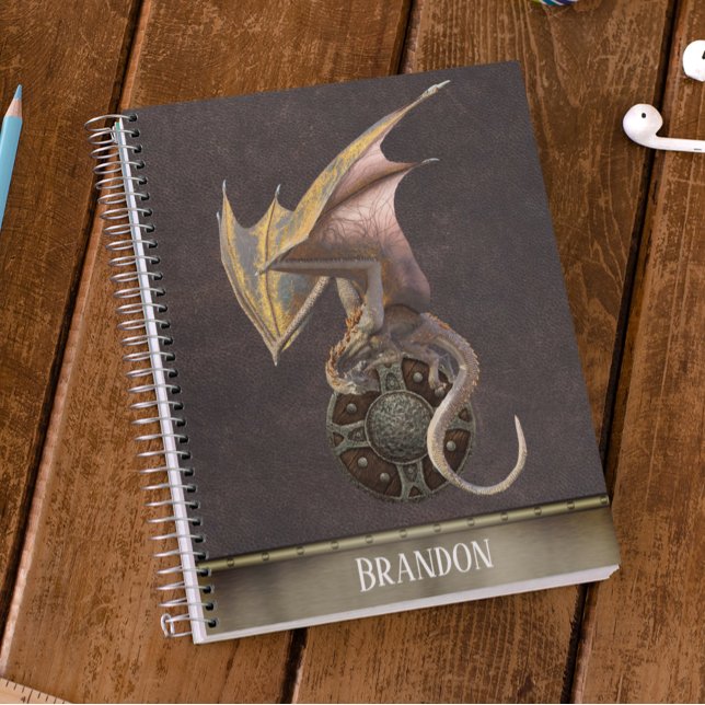 Cuaderno Escudo Metalizado de cuero dragón Personalizado (Subido por el creador)