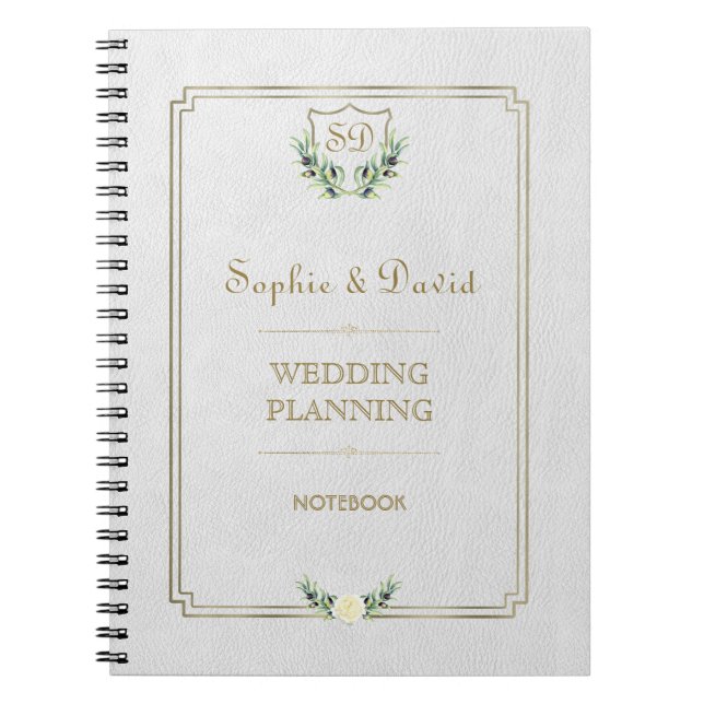 Cuaderno Escudo real de oro Lush Greenery Wedding Planner (Frente)