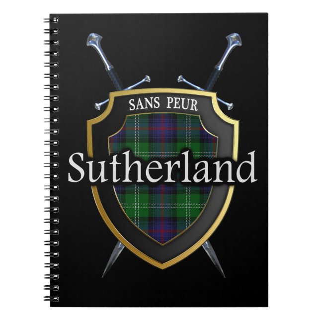 Cuaderno Escudo y espadas del tartán de Sutherland del clan (Frente)