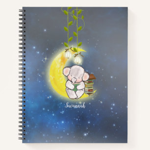 Cuaderno Escuela Cute Moon Elephant Name