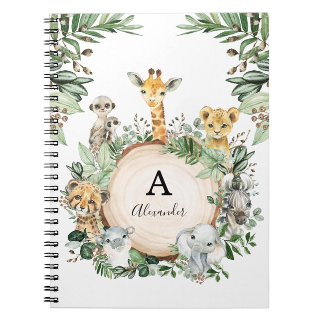 Cuaderno Escuela Cute Safari Animales Jungle Greenery Boys (Frente)