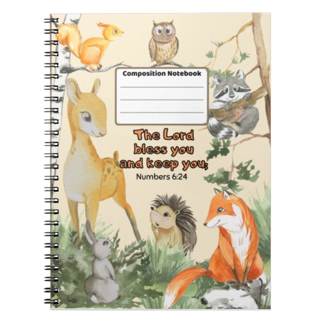 Cuaderno Escuela de Animales Cute Woodland Blessing Scriptu (Frente)