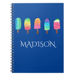 Cuaderno Escuela de encargo azul profunda de los Popsicles