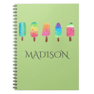 Cuaderno Escuela de encargo verde clara de los Popsicles