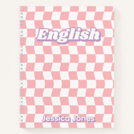 Cuaderno Escuela de inglés de tablero de ajedrez rosa