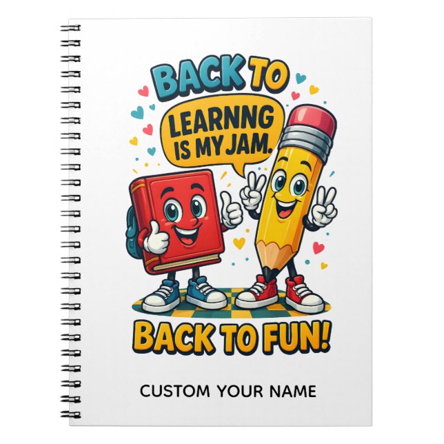Cuaderno Escuela de Nombre Personalizado Lindo (Frente)