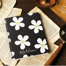 Cuaderno Escuela de oro del patrón de margarita simple blan