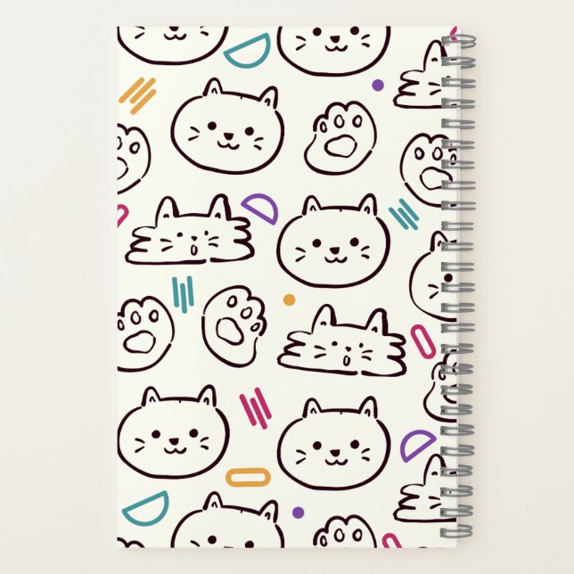 Cuaderno escuela de personalizado blanco para gatos (Reverso)