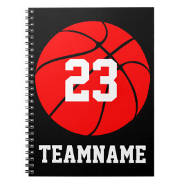 Cuaderno Escuela de Personalizado de Baloncesto Rojo Team &
