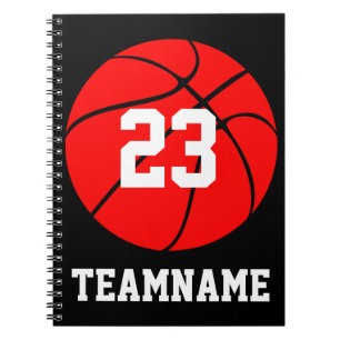Cuaderno Escuela de Personalizado de Baloncesto Rojo Team &