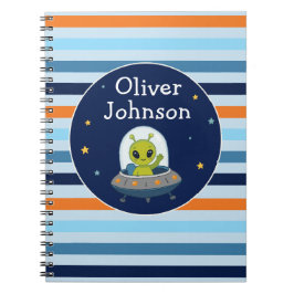 Cuaderno Escuela Espacial Personalizada de Alien para Niños
