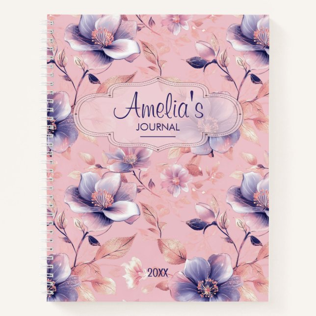 Cuaderno Escuela floral cutánea de niñas rosadas Ansiedad s (Anverso)