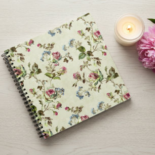 Cuaderno escuela floral de jardín de rosas vintage
