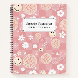 Cuaderno Escuela Hippie Retro Pink Groovy Checkered
