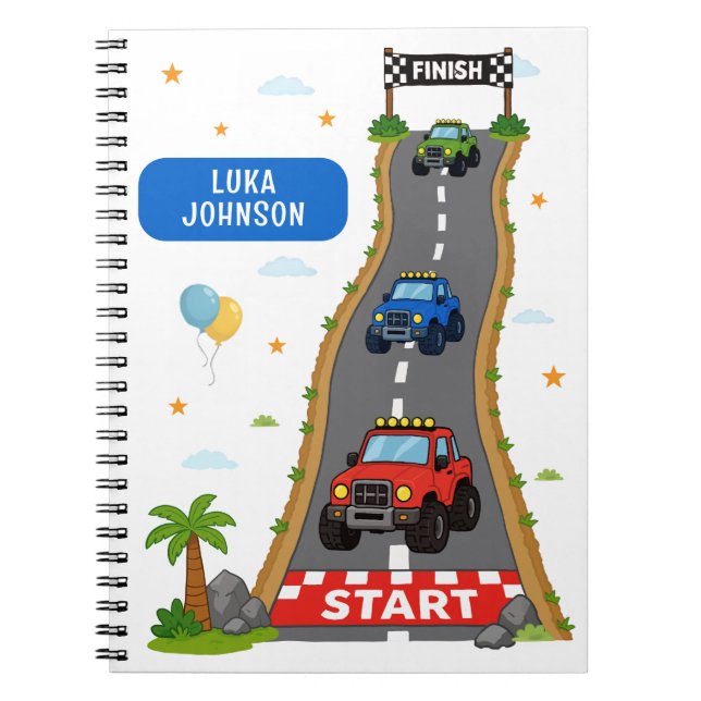 Cuaderno Escuela Personalizada de Camiones Monstruo (Frente)