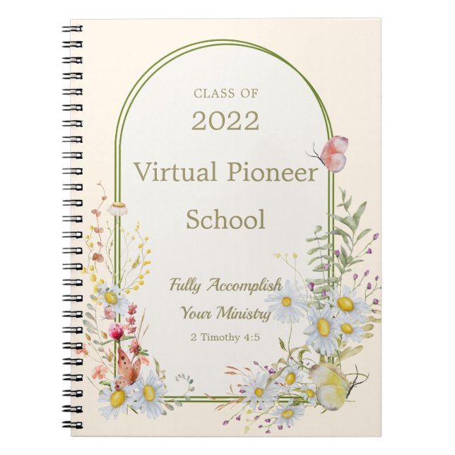Cuaderno Escuela pionera JW 2022 - marco floral (Frente)
