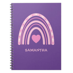 Cuaderno Escuela Purple Pink Rainbow Name