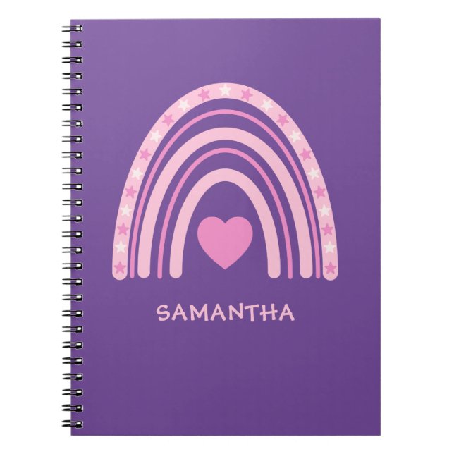Cuaderno Escuela Purple Pink Rainbow Name (Frente)