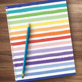 Cuaderno Escuela u oficina de patrones de rayas arcoiris de