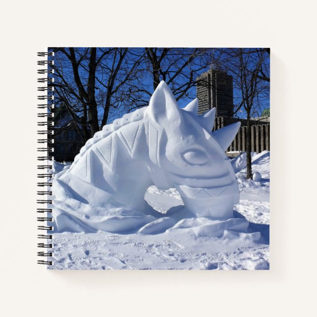 Cuaderno Escultura de Nieve de Caballo, Quebec, Canadá (Anverso)