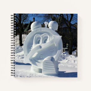 Cuaderno Escultura de Nieve Reloj, Quebec, Canadá