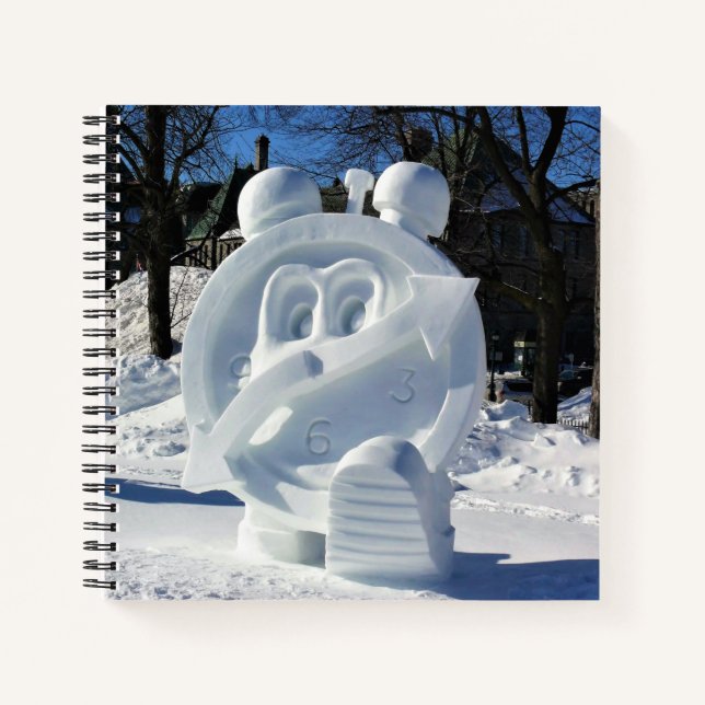 Cuaderno Escultura de Nieve Reloj, Quebec, Canadá (Anverso)