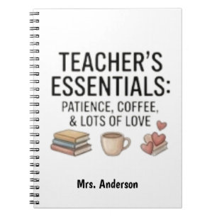 Cuaderno Esenciales para maestros Paciencia Café Amor Perso