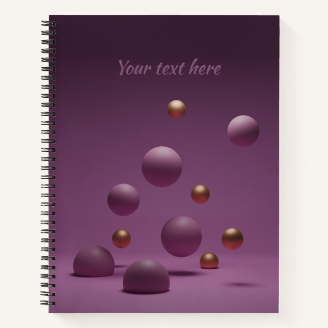 Cuaderno Esferas de morado y oro flotantes (Anverso)
