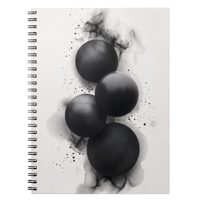 Cuaderno Esferas Negras Arte Abstracto Moderno (Frente)