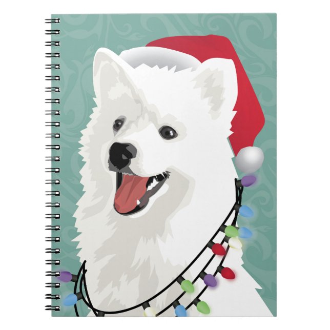 Cuaderno Eskimo Samoyed Navidades de perros copiosos (Frente)