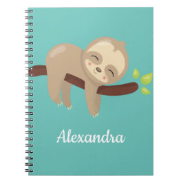 Cuaderno Eslora de bebé kawaii en árbol sobre azul Verde az