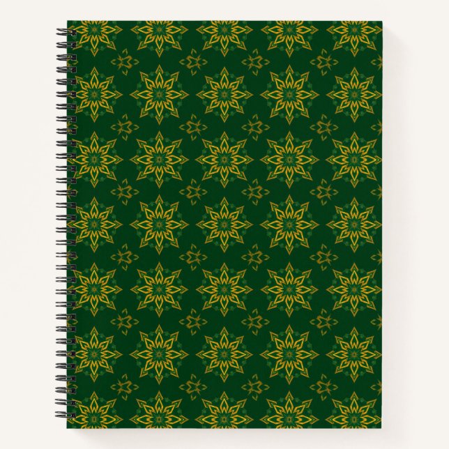 Cuaderno esmeralda dorado arabesco islámico (Anverso)