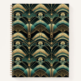 Cuaderno Esmeralda y oro Tema del Art Deco de los años 1920
