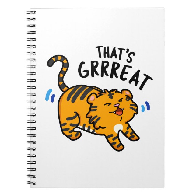 Cuaderno Eso es Grreat Chiste Tigre Rugido Juego de Palabra (Frente)