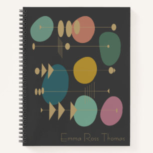 Cuaderno Espacio atómico retro Edad de mediados de siglo mo