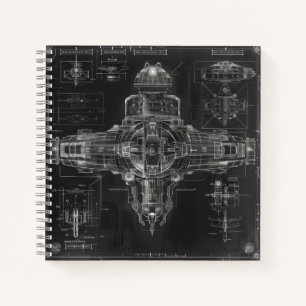 Cuaderno Espacio Buque Blueprint negro