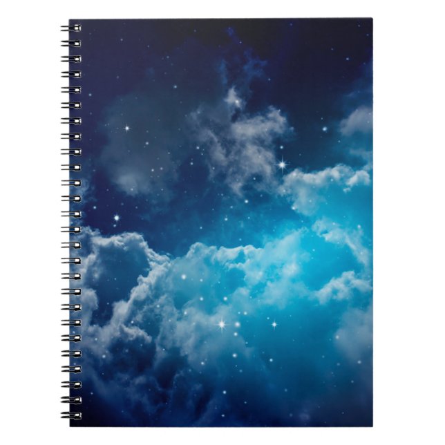 Cuaderno Espacio de cielo nocturno con nubes y estrellas,no (Frente)