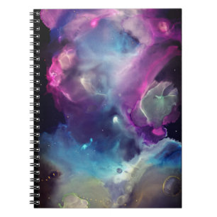Cuaderno Espacio Nebula azul rosa amarillo Alcohol arte