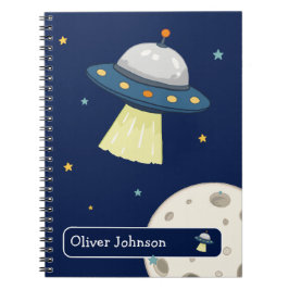 Cuaderno Espacio Personalizado UFO Luna Nombre Escuela