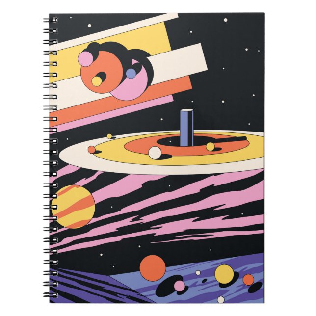 Cuaderno Espacio psicodélico: Formas geométricas de los año (Frente)