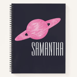 Cuaderno Espacio y planeta Saturno Ilustracion con nombre