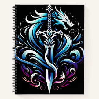 Cuaderno Espada de dragón místico guerrero de fantasía llam